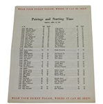 1953 Masters Friday Pairing Sheet - Ben Hogan Winner