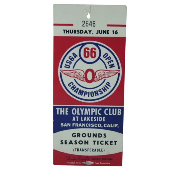 1966 US Open Thursday Ticket - Billy Casper Win