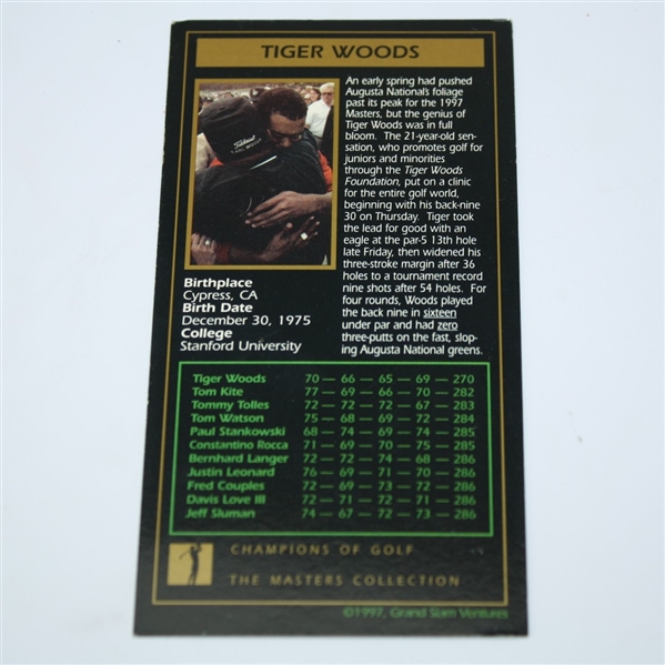 Tiger Woods Signed 1997 GSV Rookie Golf Card RARE SIGNED CARD FULL JSA #Y33879