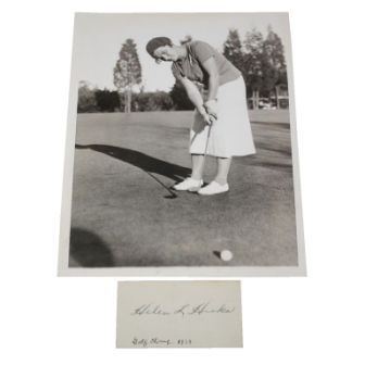 Original 6 1/2x 8 1/2 A.P. Wire Photo of Helen Hicks & Cut Signature-Founder LPGA 