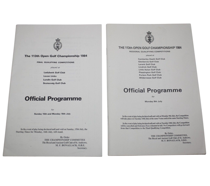 1984 Regional and Final Open Championship Qualifying Programmes