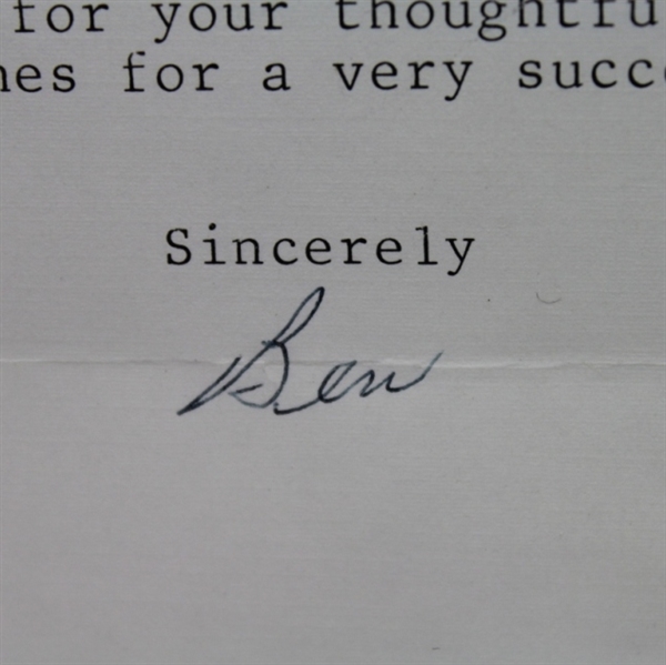 Ben Hogan Signed 1990 Letter to Jack Ridge - Ben Hogan Tour Event Content