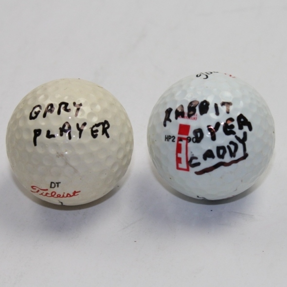Gary Player and 'Rabbit' Dyer (caddy) Golf Balls JSA COA
