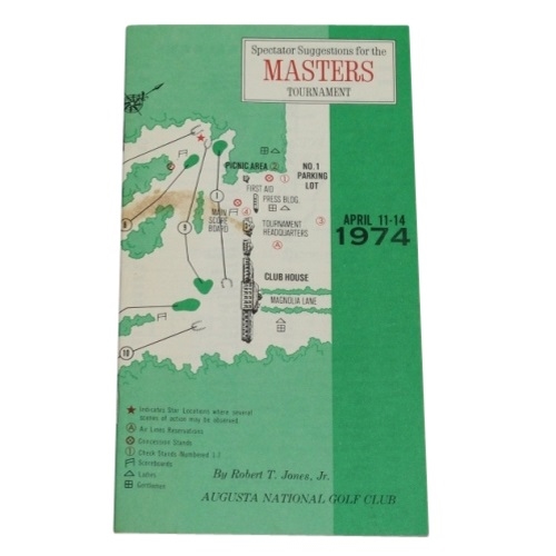 1974 Masters Spectator Guide - Gary Player Winner