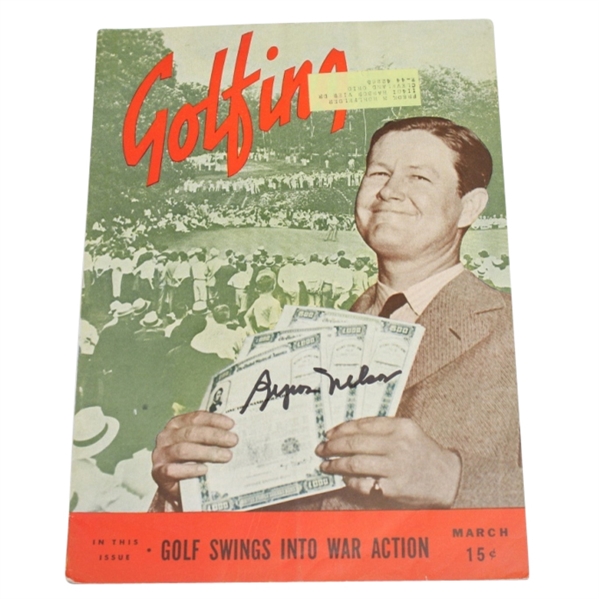 Byron Nelson Signed 1942 Golfing Magazine - 'Golf Swings Into War' JSA COA
