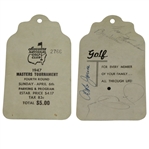 1947 Masters Sunday Ticket Signed by Bobby Jones, Demaret, Nelson, and Stranahan RARE -  JSA COA
