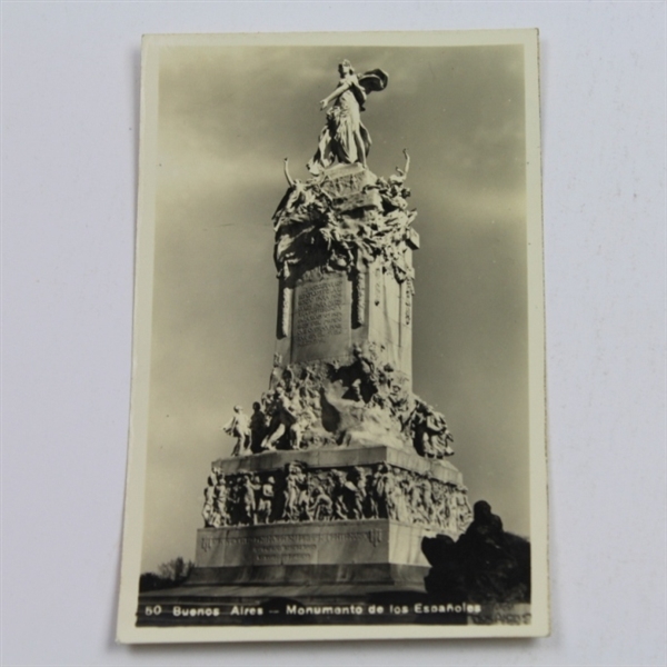 Jimmy Demaret Signed Sent 1941 Buenos Aires Postcard - Augusta Content JSA COA