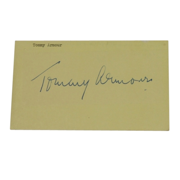  Hall of Famer Tommy Armour(D-1968)- Three Majors- Signed 3x5 Cut JSA COA