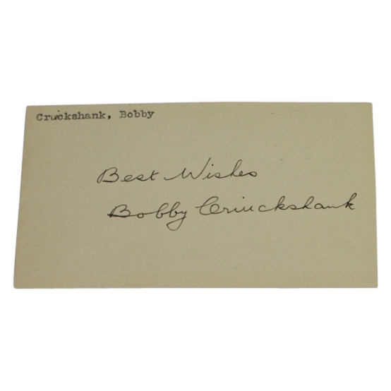 Bobby Cruickshank Vintage Signed 3x5 Card JSA COA