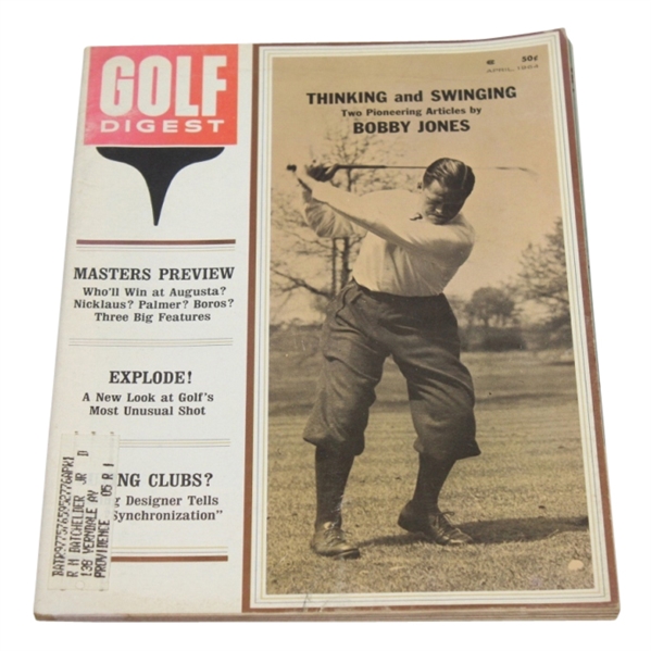 Bobby Jones Golf Digest 1964 Magazine - On Cover & With Inside Article-Masters Preview