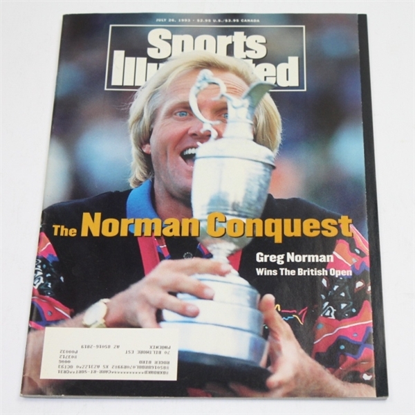Greg Norman Signed 3 X 5 with 1993 Sports Illustrated of His Win at Brit. Open JSA COA