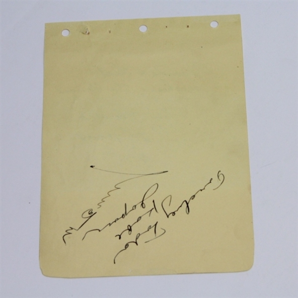 Johnny Revolta(D-1991) Circa 1930's Signed Album Page W/1935 PGA Champ Notation JSA COA