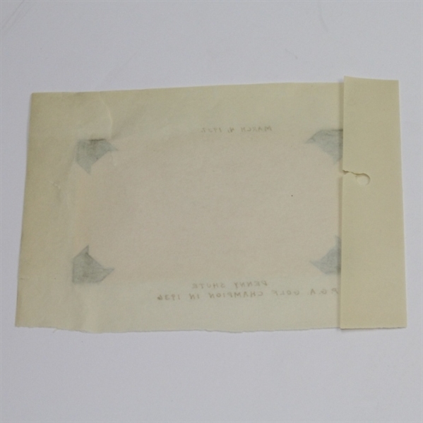 Hall of Famer Denny Shute (D-1974)- Three Majors- Vintage Signed 3x5 Cut JSA COA