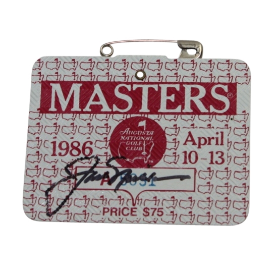 Jack Nicklaus Signed 1986 Masters Badge #A5091 JSA COA