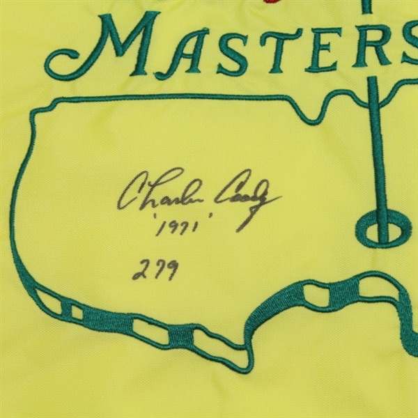 Charles Coody Signed 2011 Masters Flag with Year and Score Inscription JSA COA