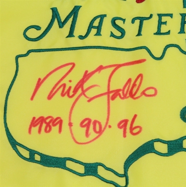 Nick Faldo Signed 2011 Masters Flag with All 3 Years Inscription JSA COA