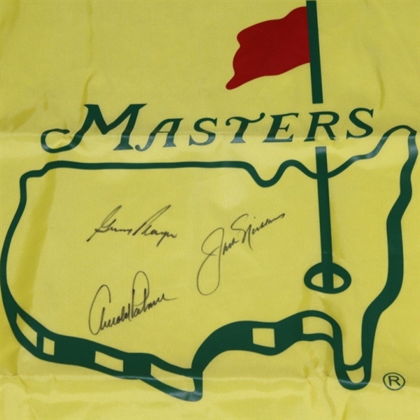 'The Big Three' Nicklaus,Palmer & Player Signed Masters Undated House Flag JSA COA