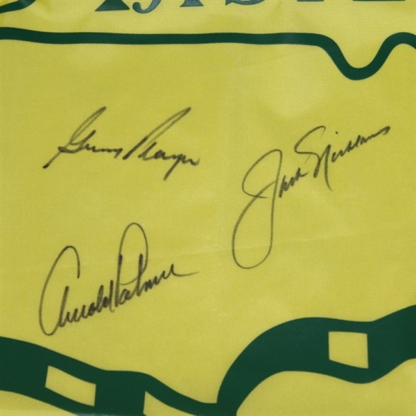'The Big Three' Nicklaus,Palmer & Player Signed Masters Undated House Flag JSA COA