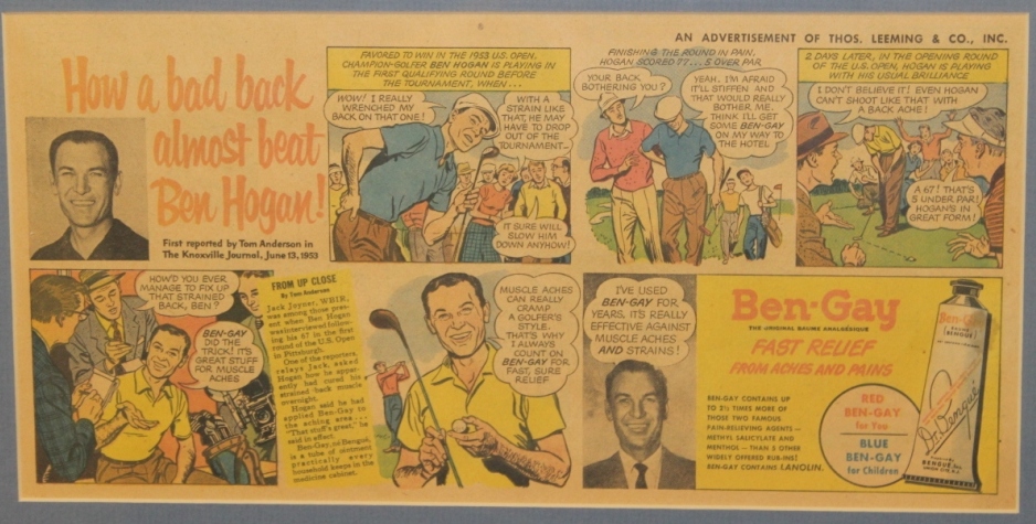 Lot Detail Ben Hogan Vintage 1950 S Ben Gay Advertising