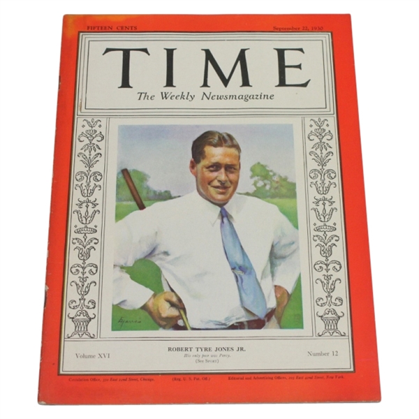 1930 Time Magazine with Bobby Jones on Cover - Highly Desired & Top Quality Example