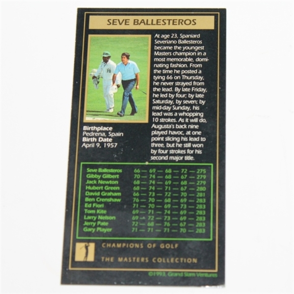 Seve Ballesteros Signed 1980 GSV Golf Card JSA COA