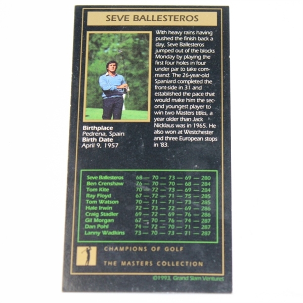 Seve Ballesteros Signed 1983 GSV Golf Card JSA COA