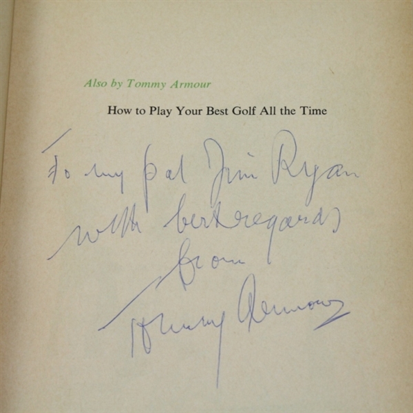Tommy Armour Signed 'A Round of Golf with Tommy Armour' by Armour JSA COA