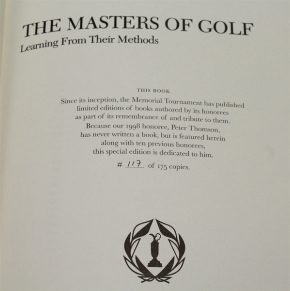 1998 The Memorial Tournament Book Honoring Peter Thomson - Mark Brooks Collection
