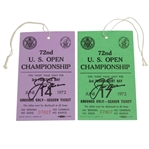 Two Jack Nicklaus Signed 1972 US Open Tickets - Pebble Beach JSA COA