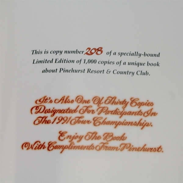 'Pinehurst Stories' Ltd Ed 1991 Tour Championship Book - Mark Brooks Collection
