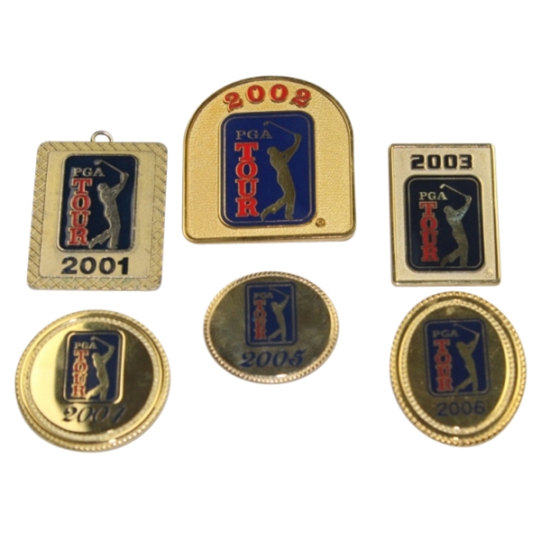Lot of Six PGA Tour Pins - 2001-2006 - Mark Brooks Collection
