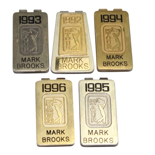 Lot of Five PGA Money Clips 1992-1996 Mark Brooks Collection