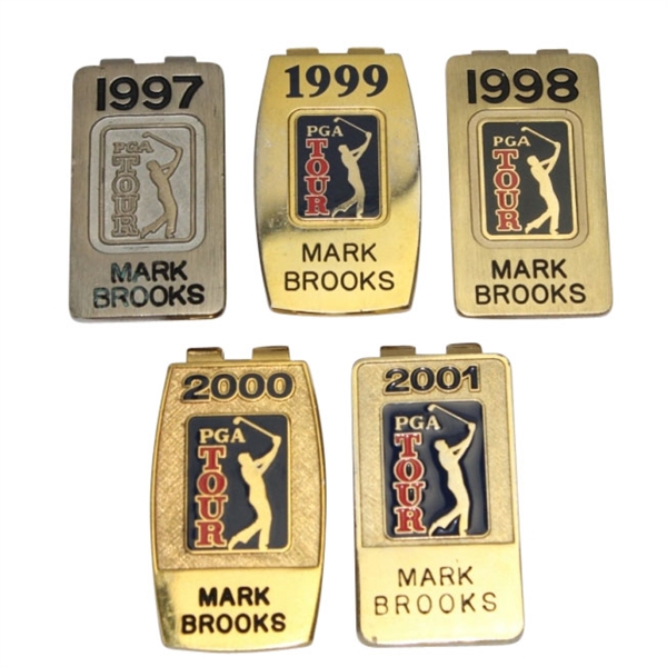 Lot of Five PGA Money Clips 1997-2001 Mark Brooks Collection