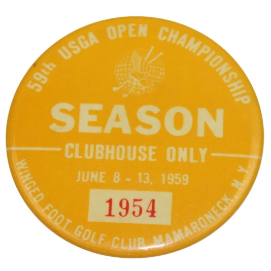 1959 US Open at Winged Foot Season Clubhouse Badge - Billy Casper Winner