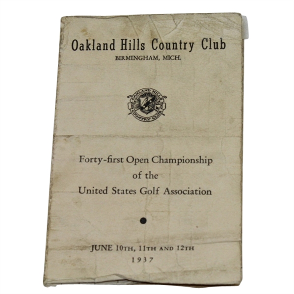 1937 US Open at Oakland Hills Official Press Scorecard - Ralph Guldahl Winner
