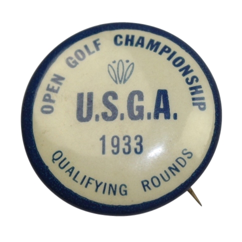 1933 US Open Qualifying Celluloid Pinback Contestants Badge W/Paperback Insert