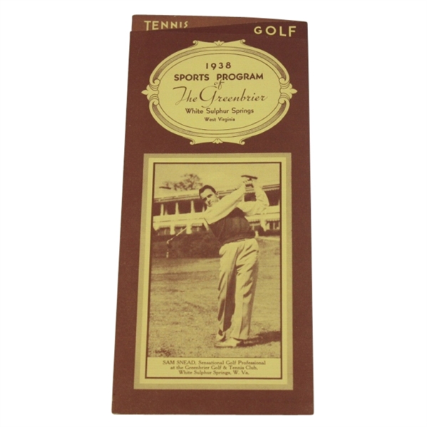 1938 Sports Program of The Greenbrier - Sam Snead on Cover