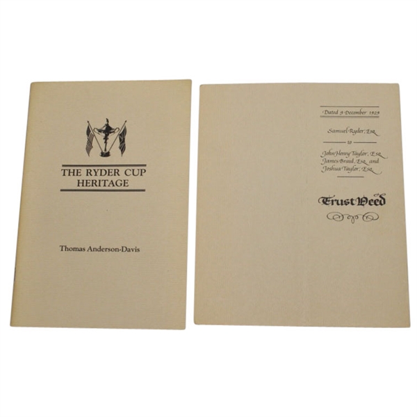 Ryder Cup Heritage and Trust Deed Pamphlets - Facsimile