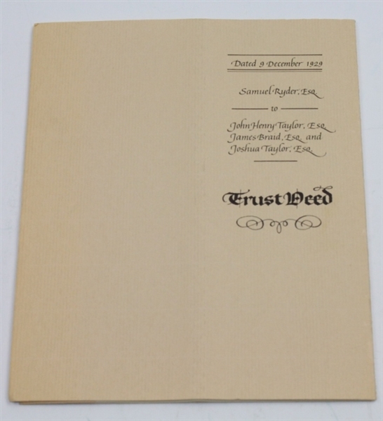 Ryder Cup Heritage and Trust Deed Pamphlets - Facsimile