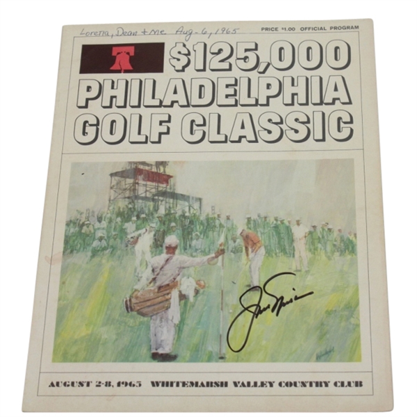 Jack Nicklaus Signed 1965 $125k Philadelphia Golf Classic (16th of 73 PGA Wins) Program JSA COA