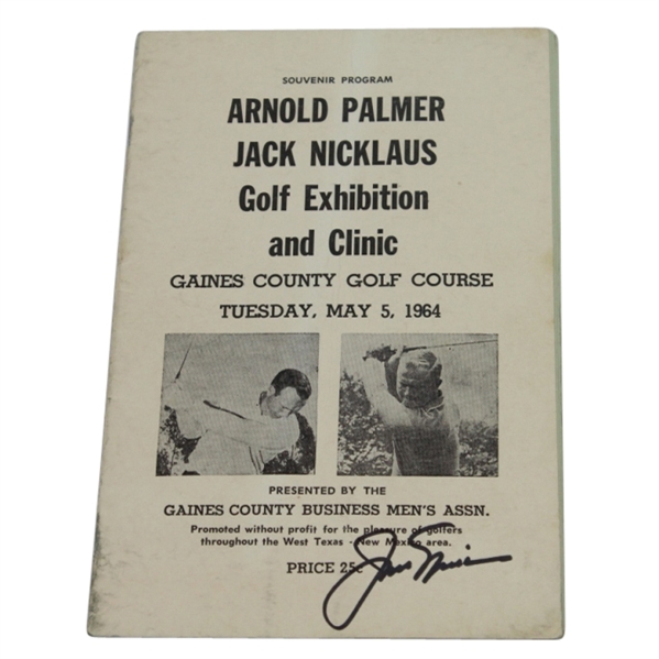 Jack Nicklaus Signed 1964 Nicklaus & Palmer Exhibition and Clinic Program JSA COA