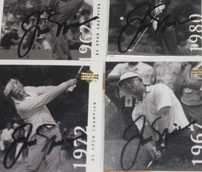 Jack Nicklaus Signed 1962, 1967, 1972, & 1980 Golden Bear Golf Cards JSA COA