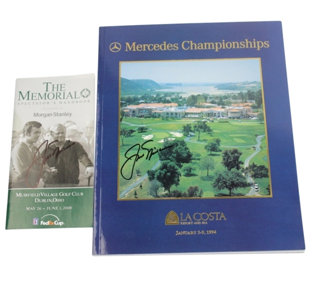 Lot of Two Jack Nicklaus Signed Items - Mercedes Program & Memorial Handbook JSA COA