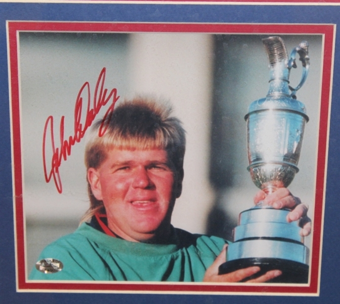 John Daly 1995 British Open Signed Photo with Flag and Scorecard Display - Framed