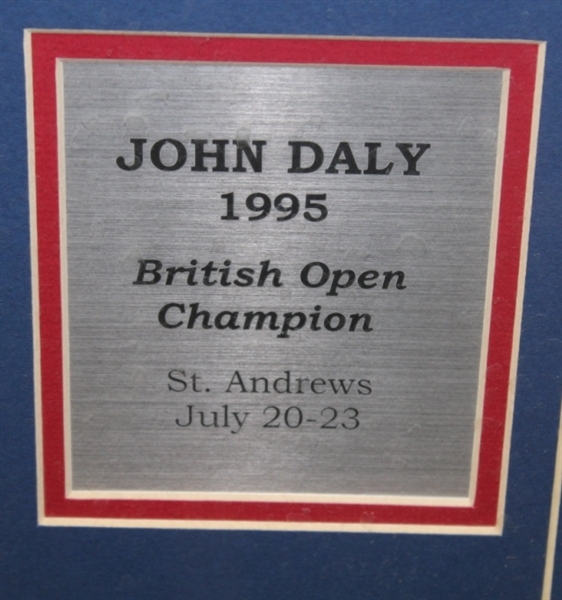 John Daly 1995 British Open Signed Photo with Flag and Scorecard Display - Framed