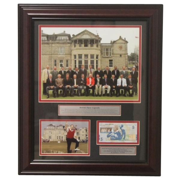 British Open Legends Photo with RBS 5lb Note and Jack  Nicklaus Photo Display - Framed