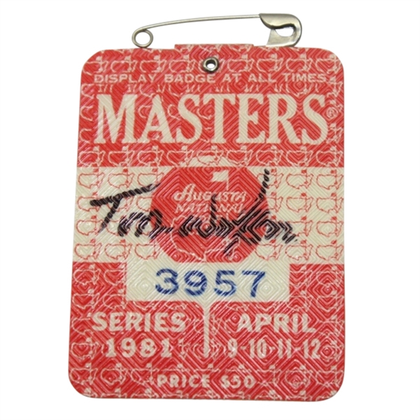 Tom Watson Signed 1981 Masters Badge JSA COA