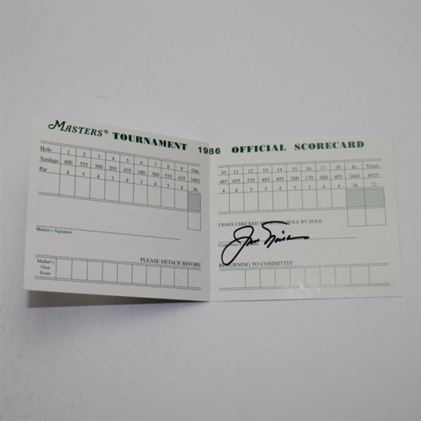 Jack Nicklaus Signed 1986 Masters Tournament Official Scorecard JSA COA