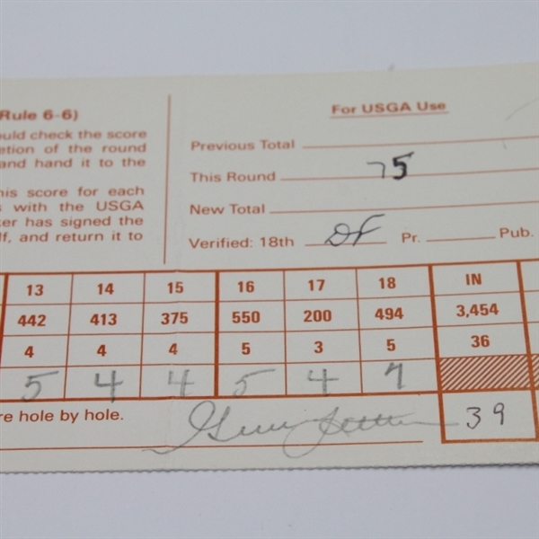 Arnold Palmer and Gene Littler Signed 1985 US Senior Open Official Scorecard JSA COA