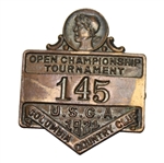 1921 US Open at Columbia C.C. Contestant Badge #145 -ONE OF THE EARLIEST KNOWN!